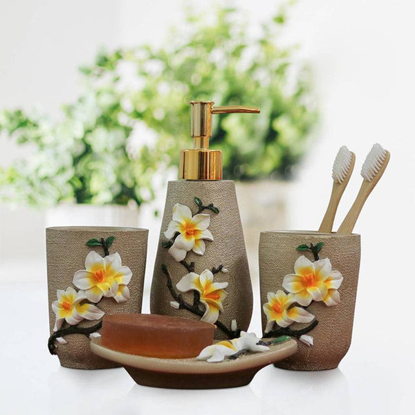 Buy Daisy Florae Bathroom Set - Beige Accessories & Sets from Vaaree