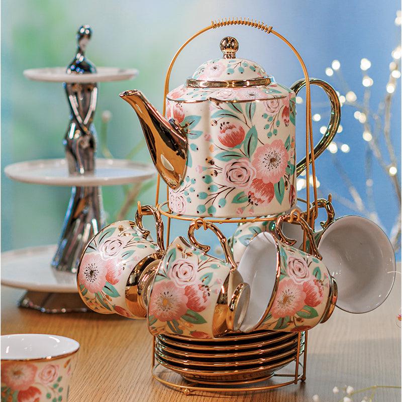 Buy Retro Gardenia Tea Set - Fourteen Piece Set Tea Set & Tea Pots from Vaaree