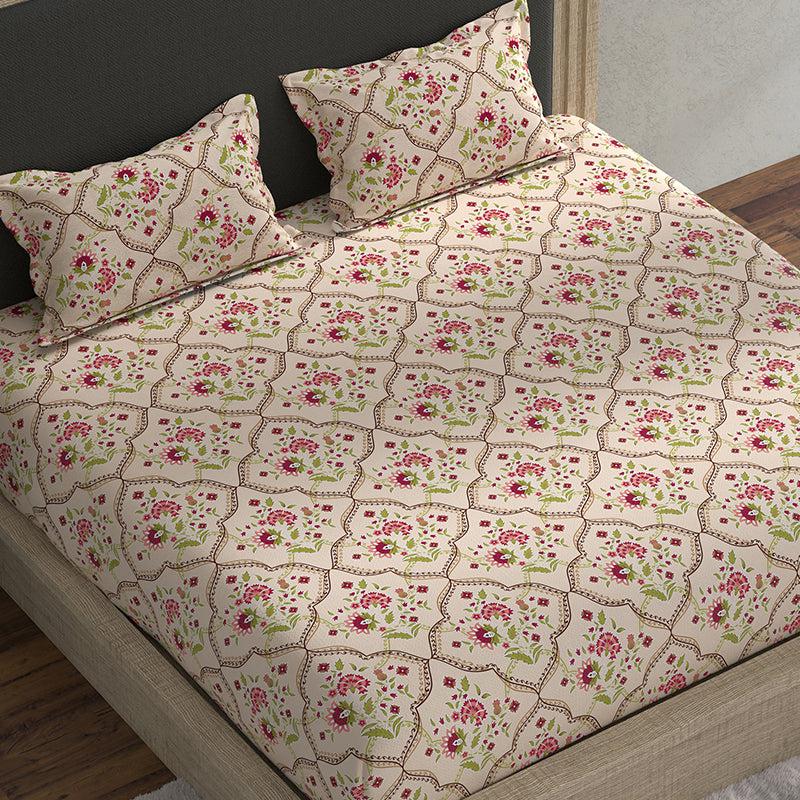 Buy Joyce Floral Bedsheet - Pink & Yellow Bedsheets from Vaaree