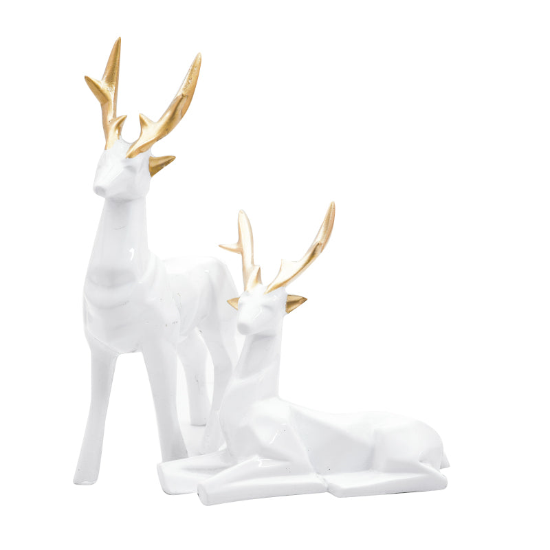 Buy Deer Repose Showpiece (White) - Set Of Two Showpieces from Vaaree