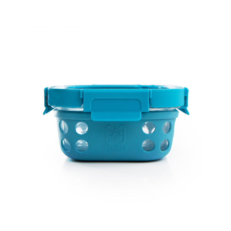 Buy Marco Glass Lunch Box With Silicone Sleeve (525 ML) - Blue Tiffins & Lunch Box from Vaaree