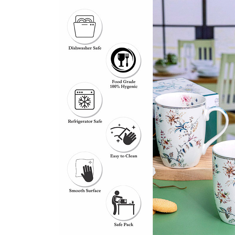 Mug & Tea Cup - Ithira Floral Mug (320 ML) - Set Of Two