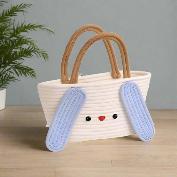 Storage Basket - Dixie Natural Fiber Basket - White & Blue