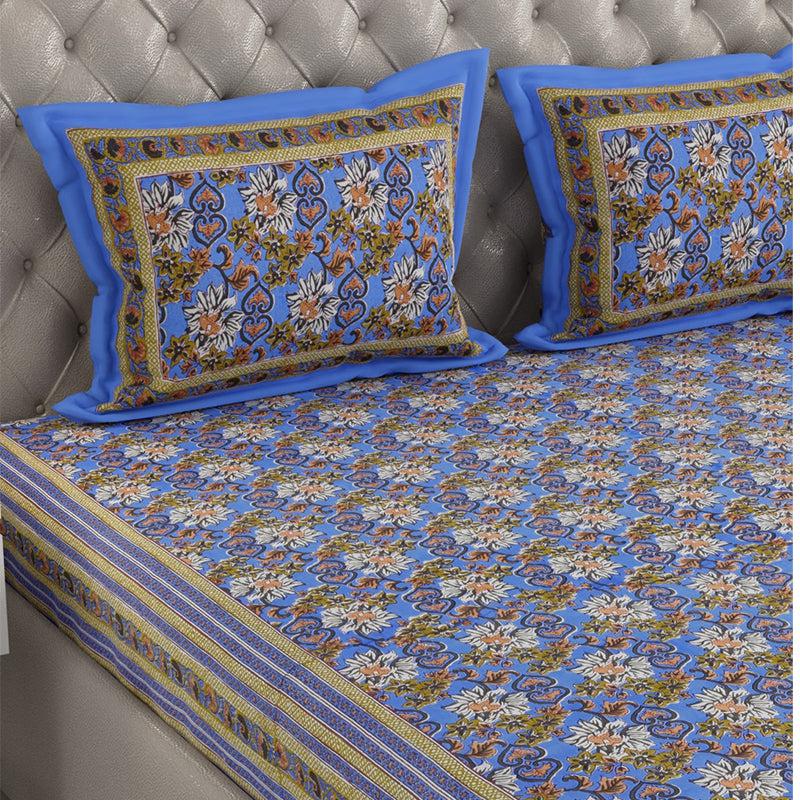 Buy Baxter Floral Bedsheet - Dark Blue Bedsheets from Vaaree