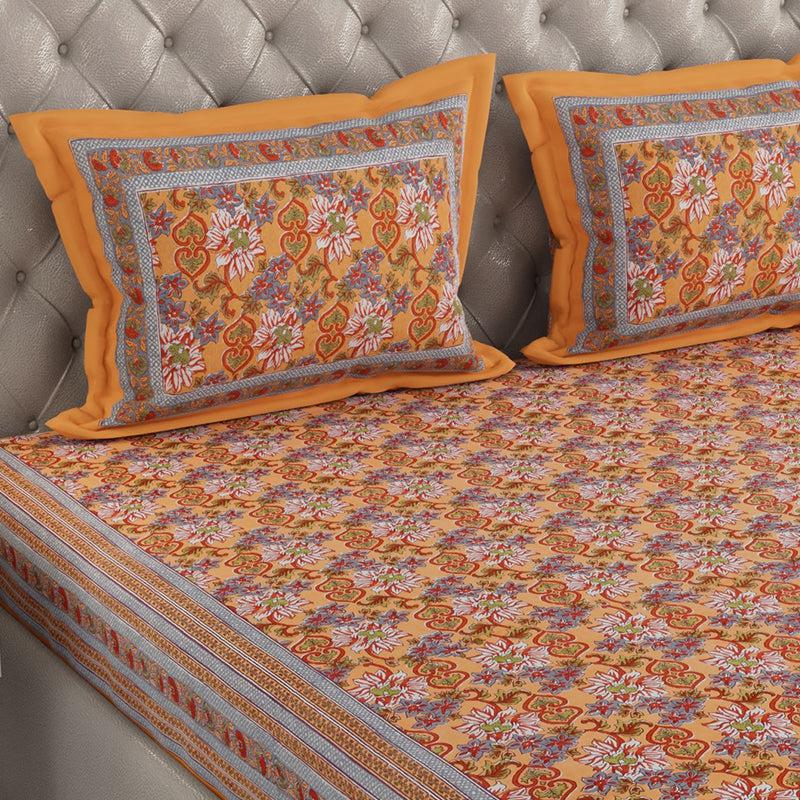 Buy Baxter Floral Bedsheet - Orange Bedsheets from Vaaree