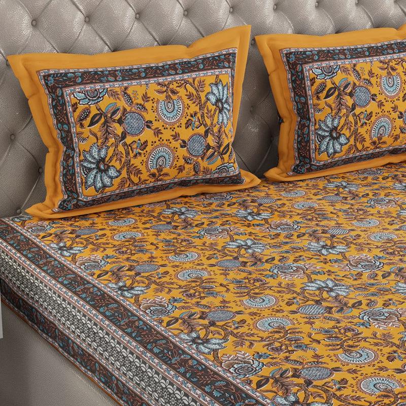 Buy Baxter Floral Bedsheet - Yellow Bedsheets from Vaaree