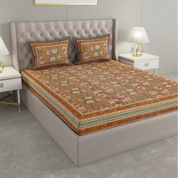 Buy Baxter Floral Bedsheet - Brown Bedsheets from Vaaree