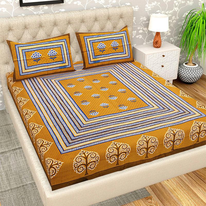 Buy Dilna Ethnic Bedsheet - Yellow Bedsheets from Vaaree