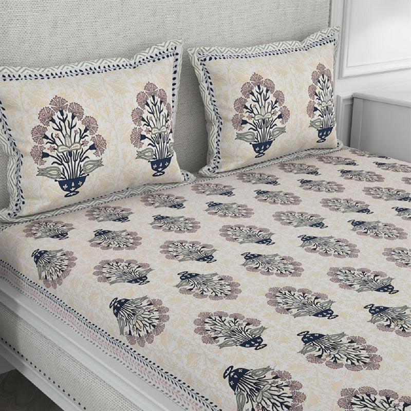 Bedsheets - Dhwani Ethnic Bedsheet - Beige & Brown