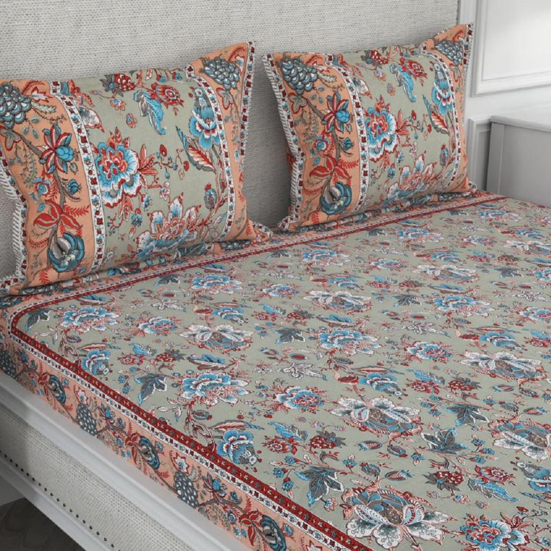 Buy Astor Floral Bedsheet - Orange Bedsheets from Vaaree