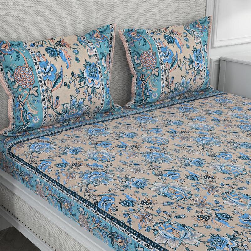 Buy Astor Floral Bedsheet - Blue & Yellow Bedsheets from Vaaree