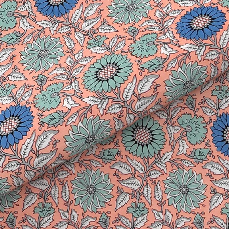 Buy Astor Floral Bedsheet - Blue & Peach Bedsheets from Vaaree