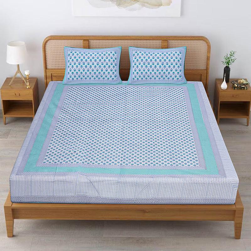 Buy Nirva Ethnic Bedsheet - Blue Bedsheets from Vaaree