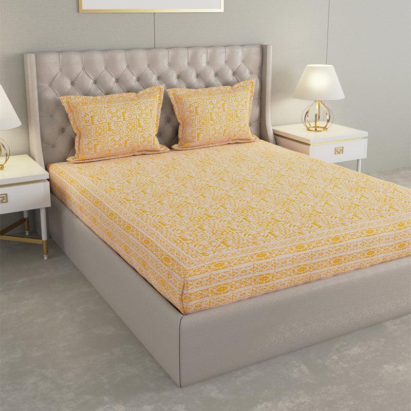 Buy Gulshan Printed Bedsheet - Yellow Bedsheets from Vaaree