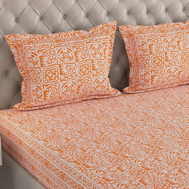 Buy Gulshan Printed Bedsheet - Orange Bedsheets from Vaaree