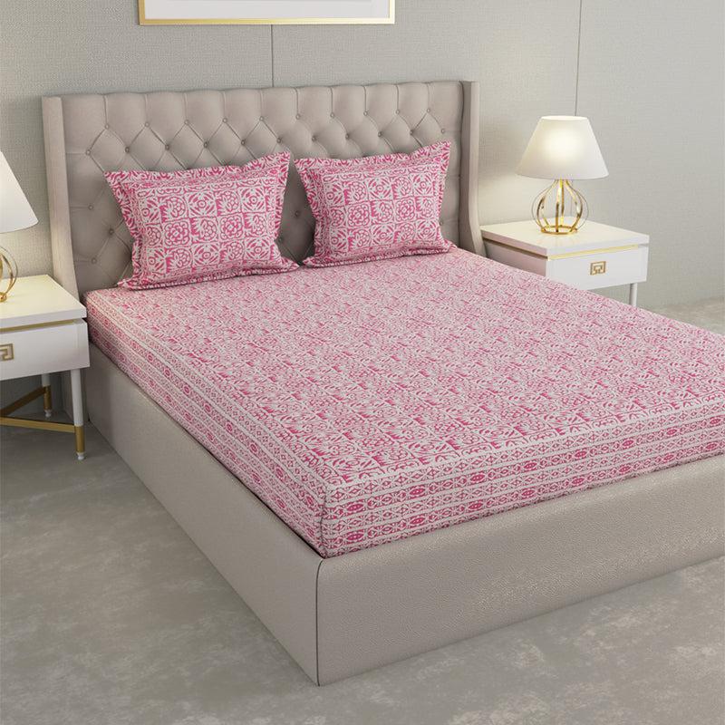 Buy Gulshan Printed Bedsheet - Pink Bedsheets from Vaaree