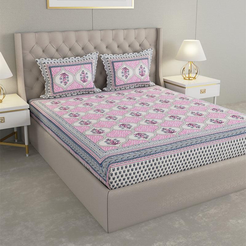 Buy Devarna Printed Bedsheet - Pink Bedsheets from Vaaree