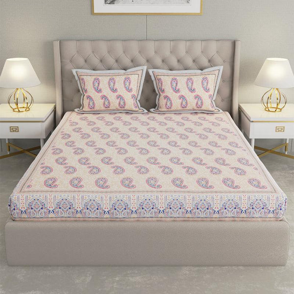 Buy Suyash Printed Bedsheet - Buff Bedsheets from Vaaree