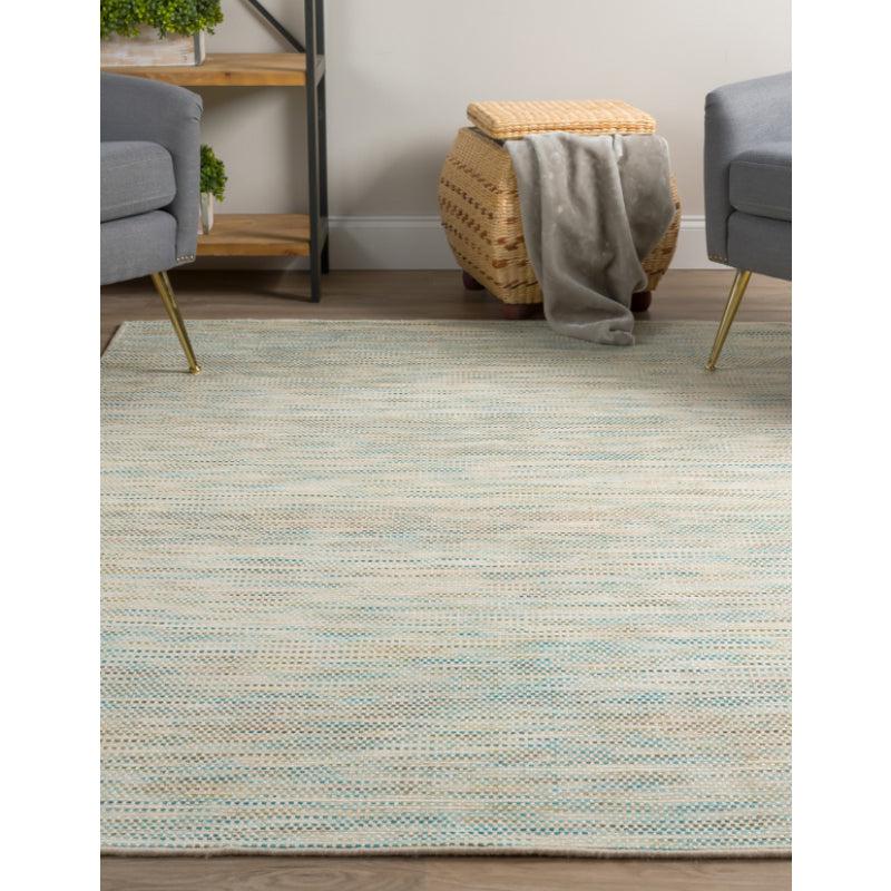 Buy Lasumi Hand Woven Rug - Bluish Cream Rugs from Vaaree