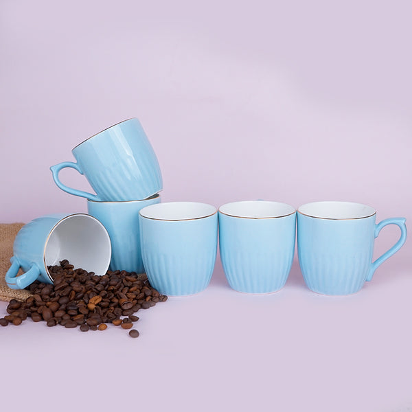 Mug & Tea Cup - Glimo Sky Blue Mug (200 ML) - Set Of Six