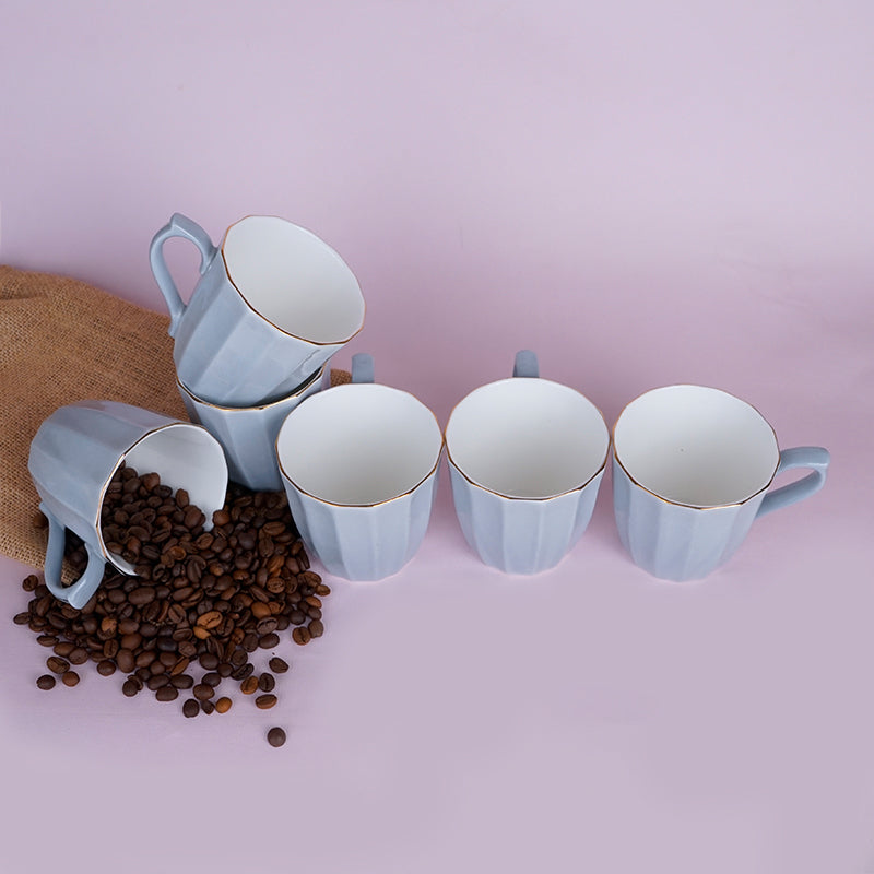 Mug & Tea Cup - Ereva King Grey Mug (200 ML) - Set Of Six