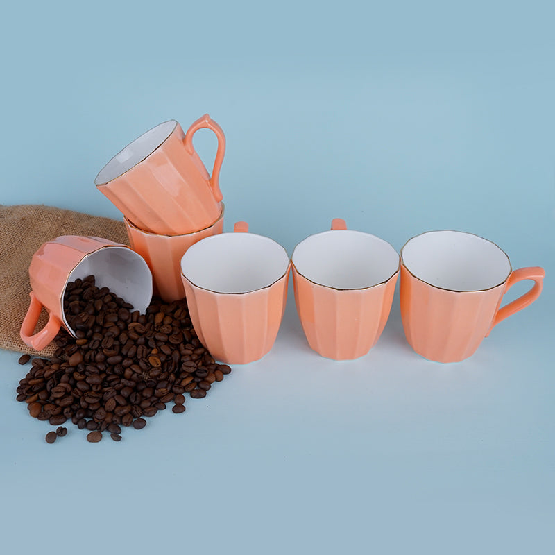 Mug & Tea Cup - Ereva Orange Mug (200 ML) - Set Of Six