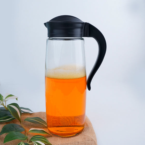 Jug - Domana Oval Transparent Jug With Black Lid - 1600 ML