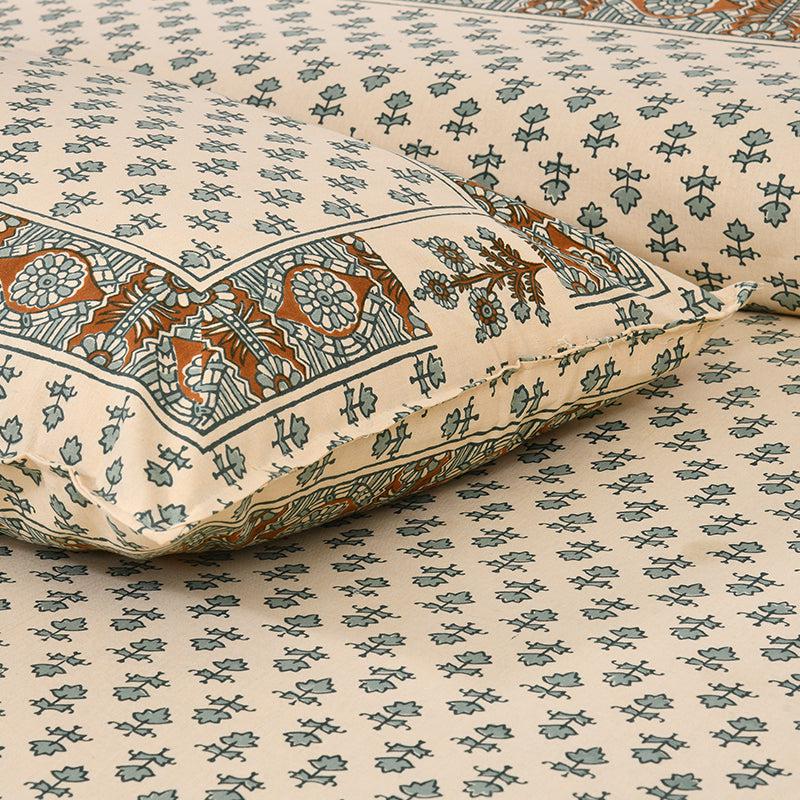 Buy Koleen Printed Bedsheet - Beige Bedsheets from Vaaree