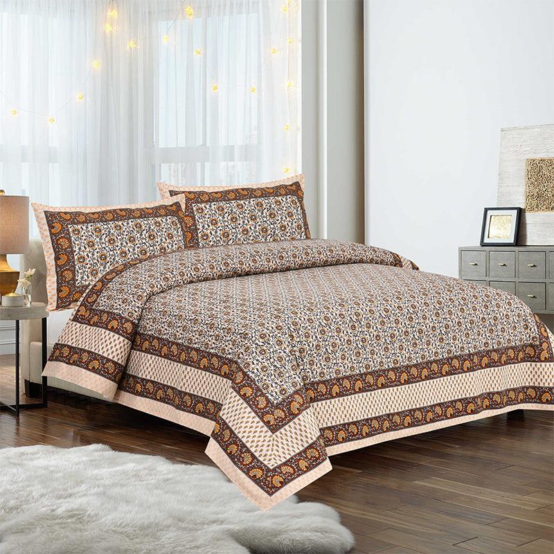 Buy Mridula Printed Bedsheet - Beige Bedsheets from Vaaree