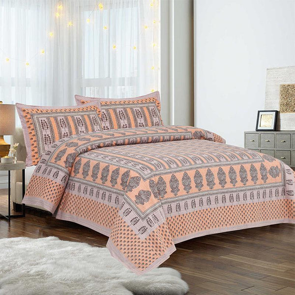 Buy Kineesh Printed Bedsheet - Orange Bedsheets from Vaaree