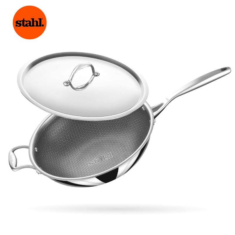 Wok - Stahl Induction Safe Wok With Lid - 2000 ML/9 Inches