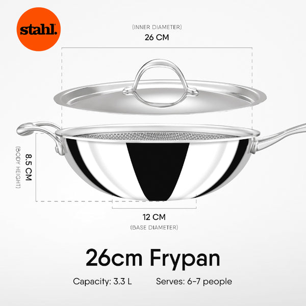 Frying Pan - Stahl Induction Safe Frypan With Lid - 3300 ML/10 Inches