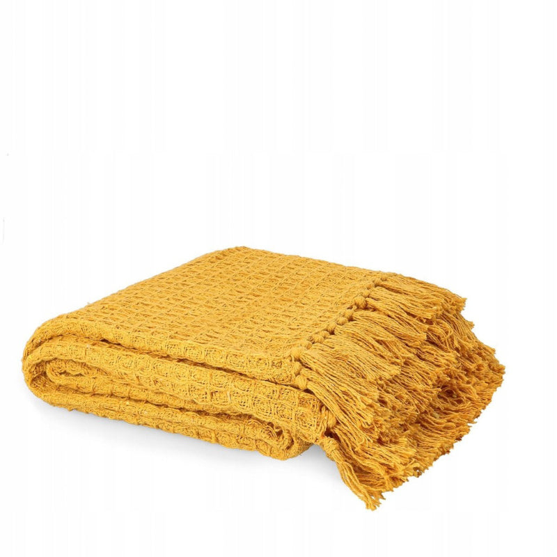 Buy Sona Cotton Plaid Throw - Yellow Throws from Vaaree