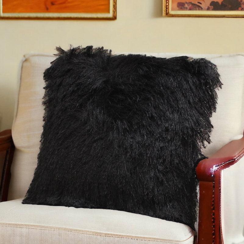 Buy Dilra Faux Fur Cushion - Black Cushion Covers from Vaaree