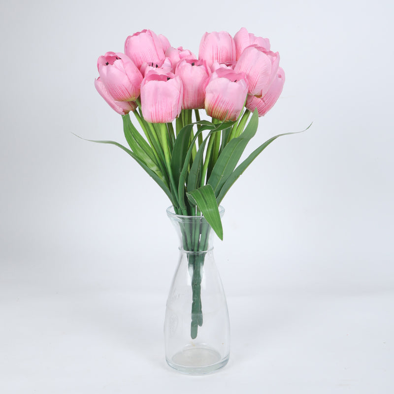 Artificial Flowers - Faux Garden Tulip Bunch (Pink) - Set Of Three