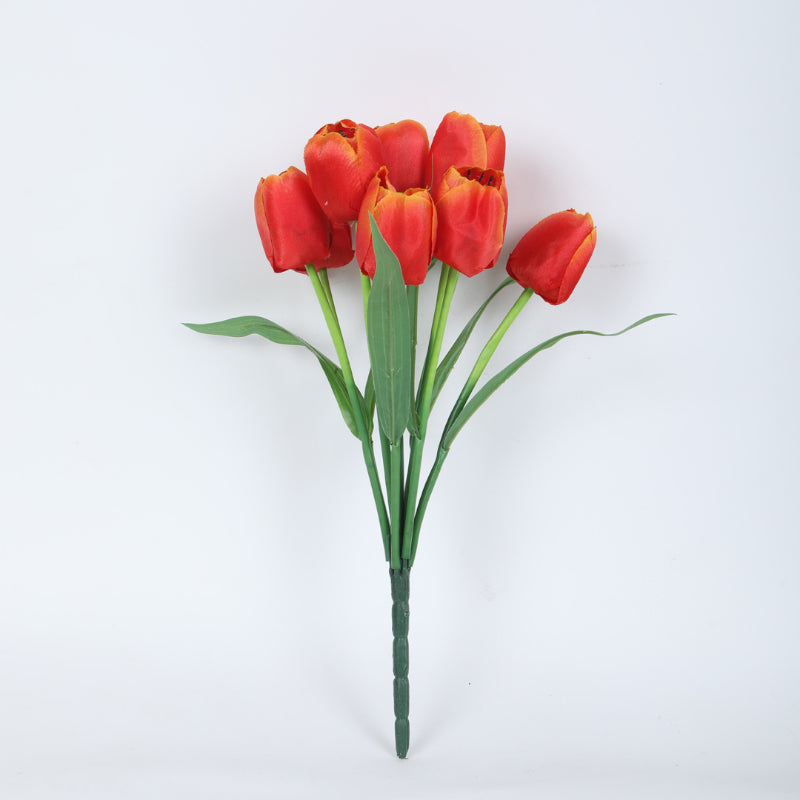 Buy Faux Garden Tulip Bunch (Orange) - Set Of Three Artificial Flowers from Vaaree