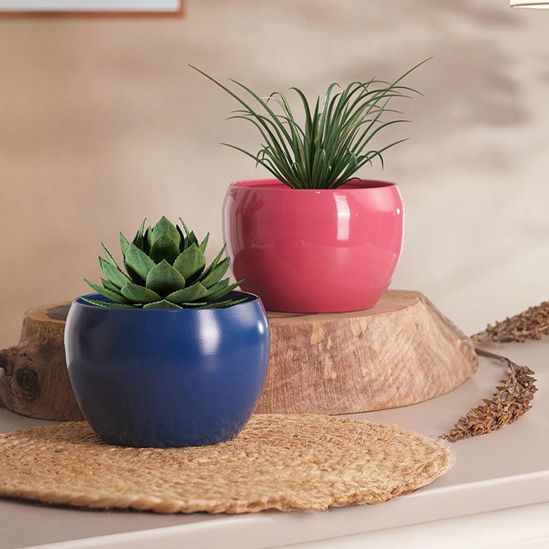 Buy Nectera Metal Planter (Pink/Blue) - Set Of Two Pots & Planters from Vaaree