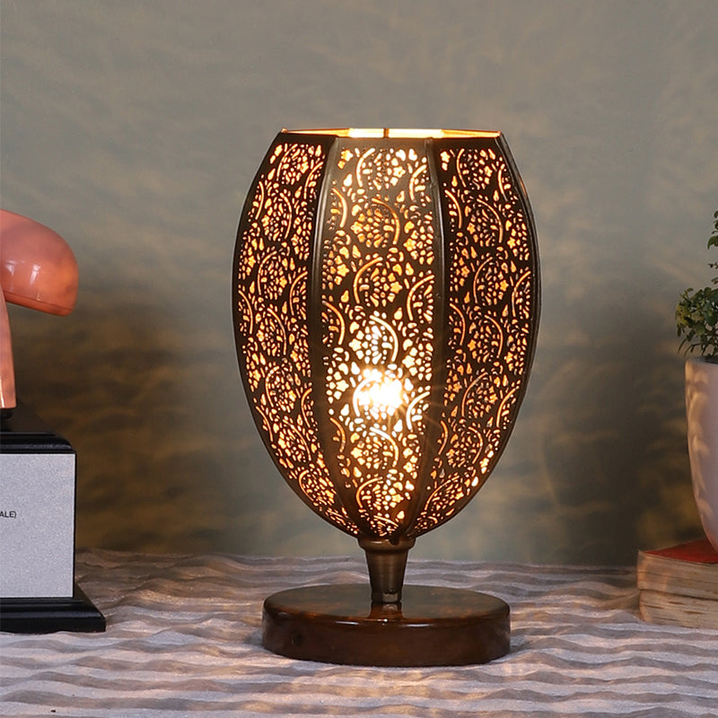 Table Lamp - Mehela Etched Table Lamp With Brown Base