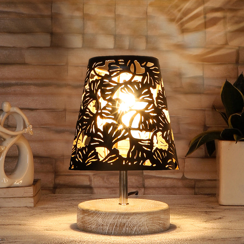 Table Lamp - Rexa Flora Etched Table Lamp - Black