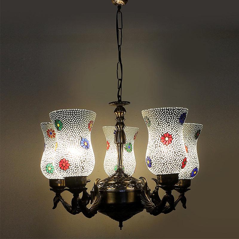 Buy Shima Mayoora Mosaic Golden Antique Chandelier Ceiling Lamp from Vaaree