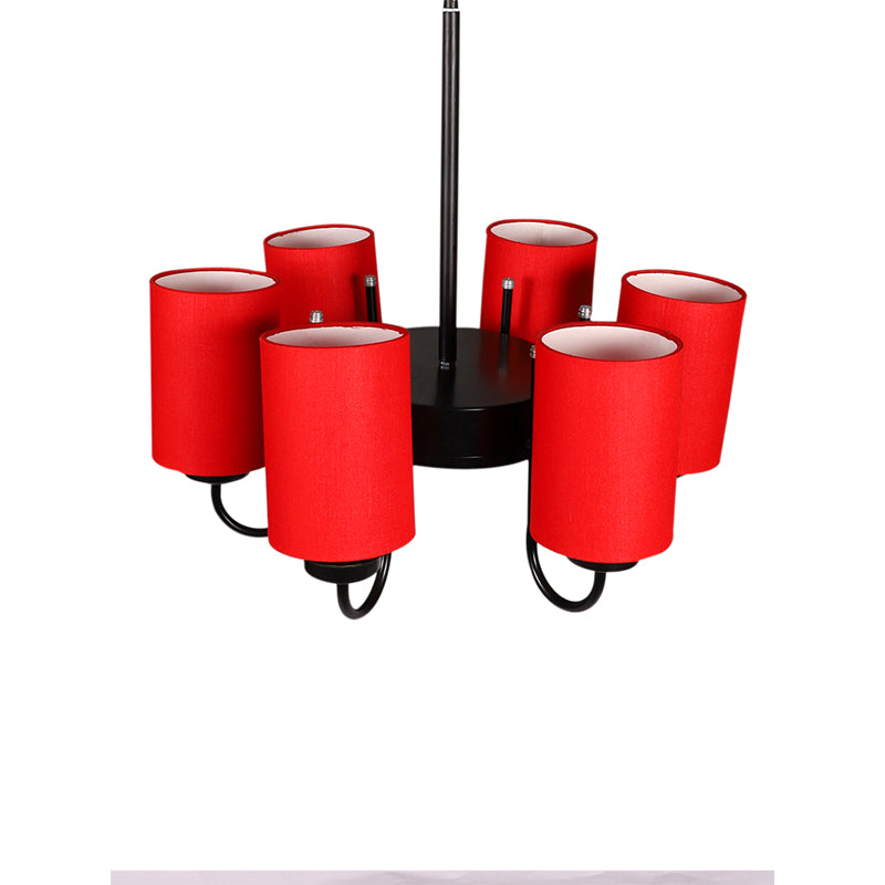 Ceiling Lamp - Viya Cylindrical Chandelier - Red