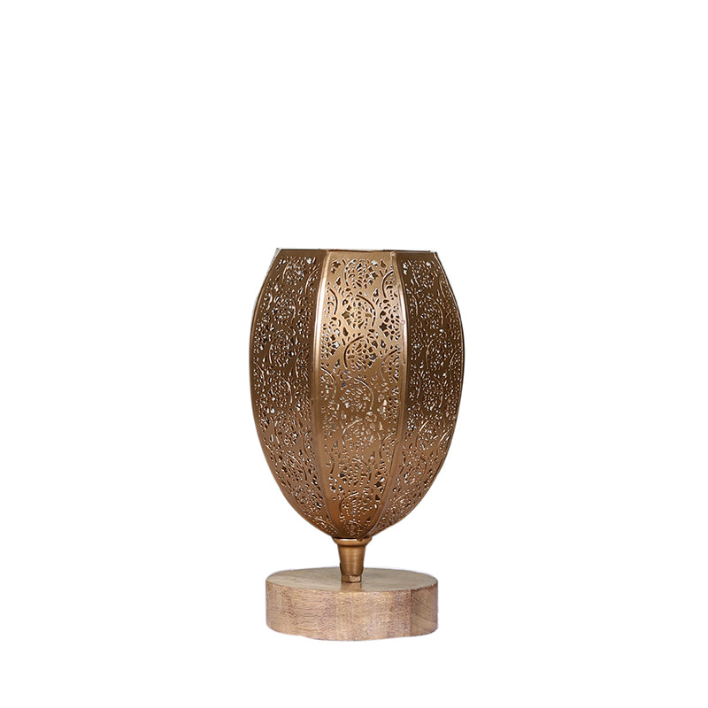 Table Lamp - Mehela Etched Table Lamp With Wooden Base