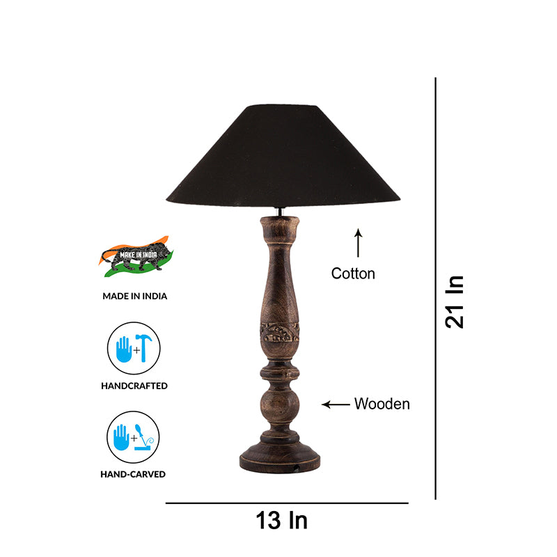 Table Lamp - Nihara Wooden Table Lamp - Black