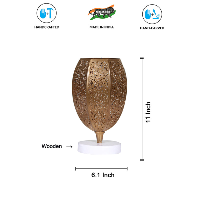 Buy Mehela Etched Table Lamp With White Round Base Table Lamp from Vaaree