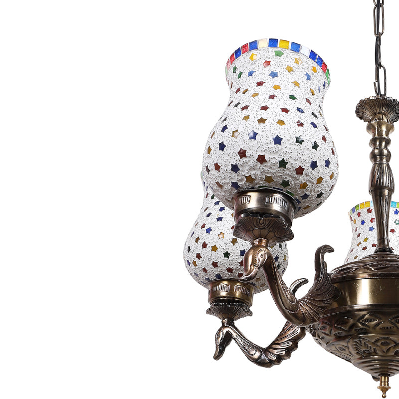 Ceiling Lamp - Ekta Mayoora Mosaic Golden Antique Chandelier