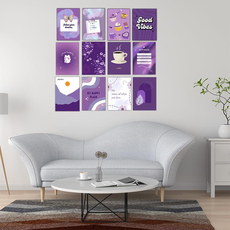 Buy Purple Vibes Wall Poster - Set Of Twelve Wall Poster from Vaaree