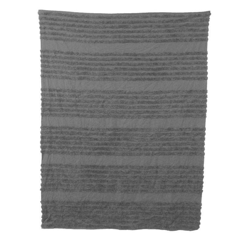 Buy Juniper Stripe Tufted Throw - Dark Grey Throws from Vaaree