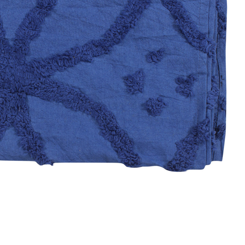 Buy Remiya Tufted Cotton Throw - Blue Throws from Vaaree