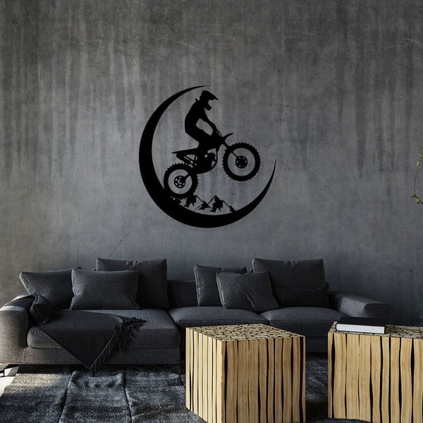 Wall Accents - Bike On Moon Black Wall Art