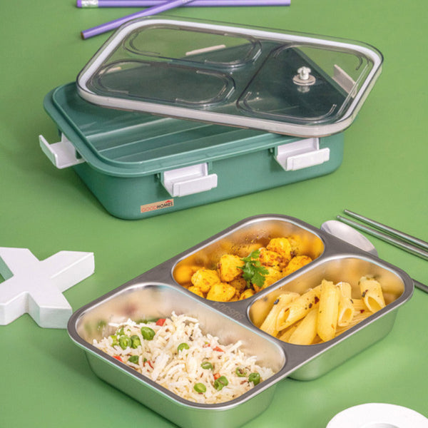 Tiffins & Lunch Box - Vivi Kids Lunch Box with Compartments (Green) - 750 ML